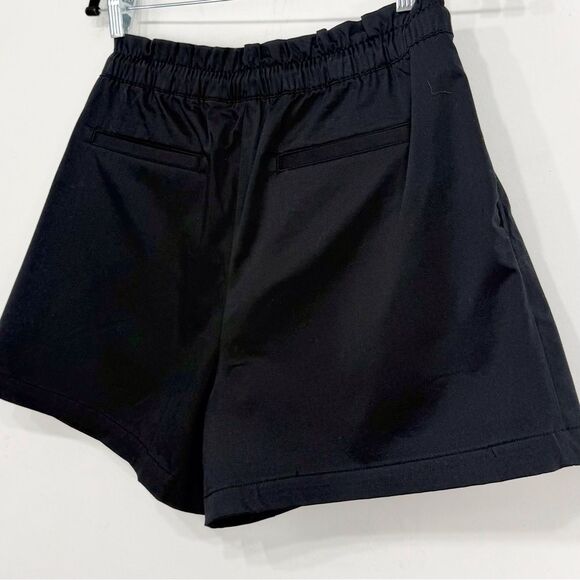 GAP Black Elastic Ruffle Waist Wide Leg High Waisted Cotton Shorts NEW - Picture 5 of 16